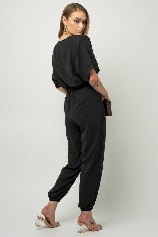 Dolman Sleeve Surplice Jumpsuit Jumpsuits