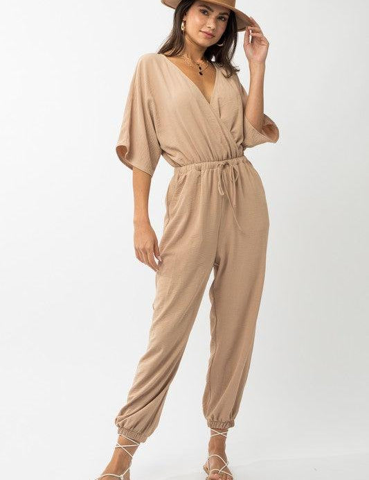 Dolman Sleeve Surplice Jumpsuit Jumpsuits