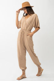 Dolman Sleeve Surplice Jumpsuit Jumpsuits