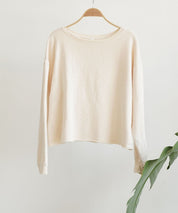 French Terry Long Sleeve Cotton Top vanilla Sweatshirts