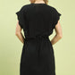 Black Umgee linen blend scallop hem mini dress with ruffles