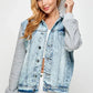 Women's Denim Fleece Hoodie Jacket - DAVERRI FASHIONS