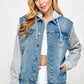 Women's Denim Fleece Hoodie Jacket - DAVERRI FASHIONS