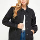 Women's Denim Fleece Hoodie Jacket - DAVERRI FASHIONS