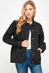 Women's Denim Fleece Hoodie Jacket - DAVERRI FASHIONS