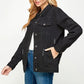 Women's Denim Fleece Hoodie Jacket - DAVERRI FASHIONS