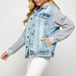 Women's Denim Fleece Hoodie Jacket - DAVERRI FASHIONS