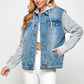 Women's Denim Fleece Hoodie Jacket - DAVERRI FASHIONS