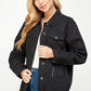 Women's Denim Fleece Hoodie Jacket - DAVERRI FASHIONS