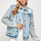 Women's Denim Fleece Hoodie Jacket - DAVERRI FASHIONS