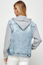 Women's Denim Fleece Hoodie Jacket | Denim Jackets Daverri Fashions