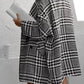 Houndstooth Collared Neck Long Sleeve Coat with Pockets - DAVERRI FASHIONS