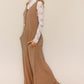 Haptics oversized wide-leg tan ribbed corduroy jumpsuit with button front