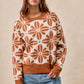 BiBi Flower Pattern Long Sleeve Sweater - DAVERRI FASHIONS