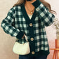 Plaid Button-Down Cardigan - DAVERRI FASHIONS