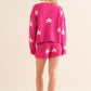 Soft Long Sleeve Star Print Top and Short Set Loungewear Sets