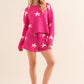 Soft Long Sleeve Star Print Top and Short Set Loungewear Sets
