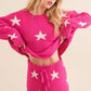 Soft Long Sleeve Star Print Top and Short Set Loungewear Sets