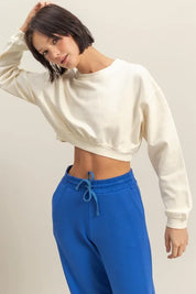 HYFVE Crew Neck Long Sleeve Crop Sweatshirt | Daverri Fashions