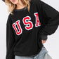 SAGE + FIG USA Letter Patch Round Neck Sweatshirt - DAVERRI FASHIONS
