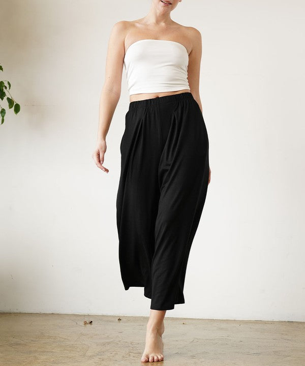 Full Size Bamboo Ankle Length Wide Leg Pants Bottoms