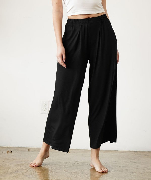 Full Size Bamboo Ankle Length Wide Leg Pants Bottoms