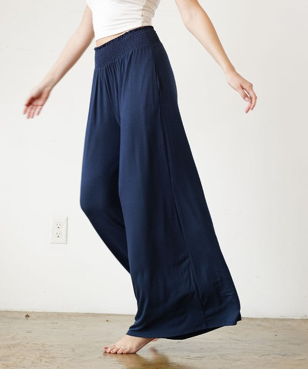 Smocked Waist Organic Bamboo Palazzo Pants Pants