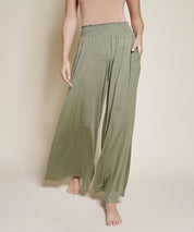 Smocked Waist Organic Bamboo Palazzo Pants Pants