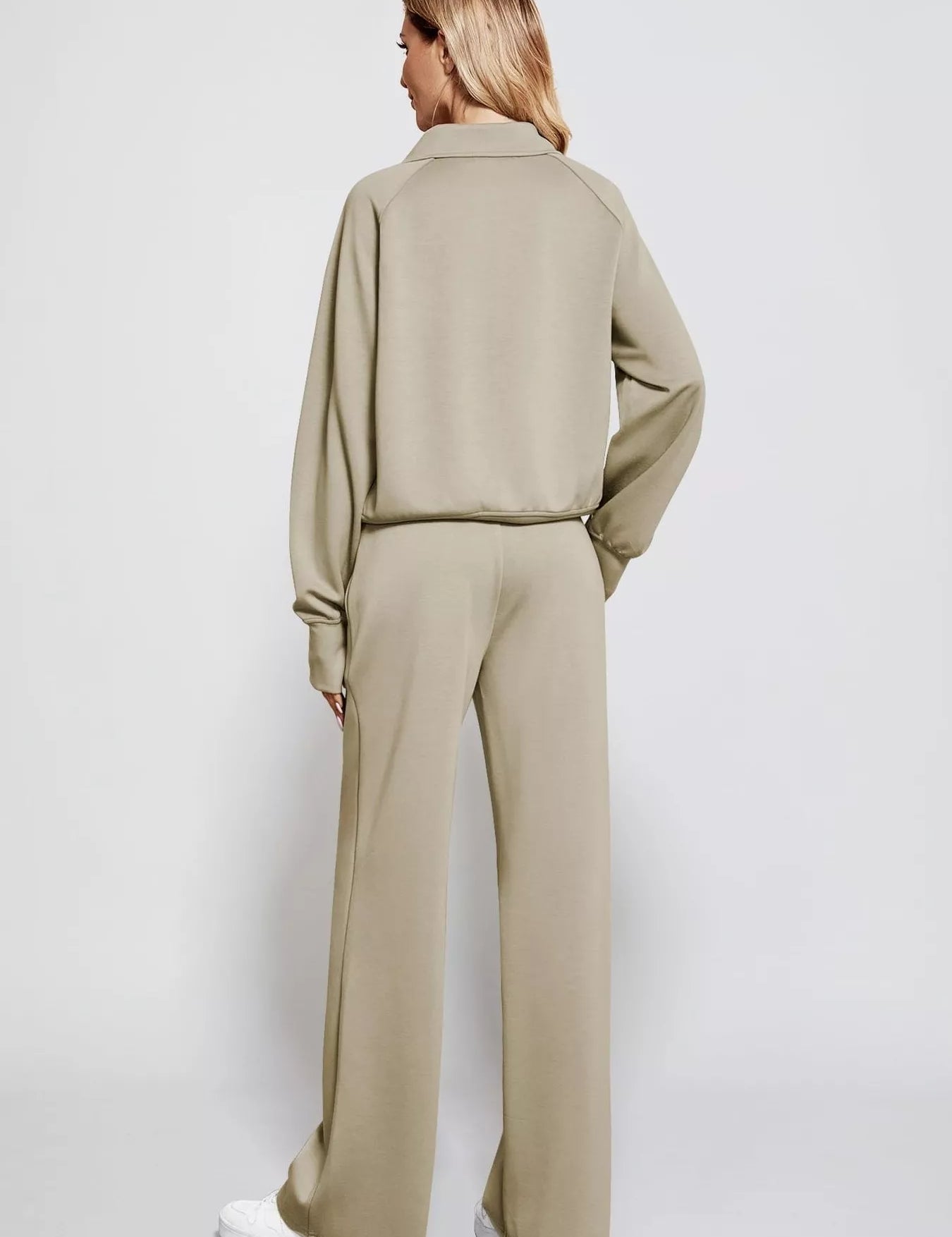 Full Size Half-Zip Sweatshirt and Wide-Leg Pants Set Plus Size | Outfit Sets Daverri Fashions