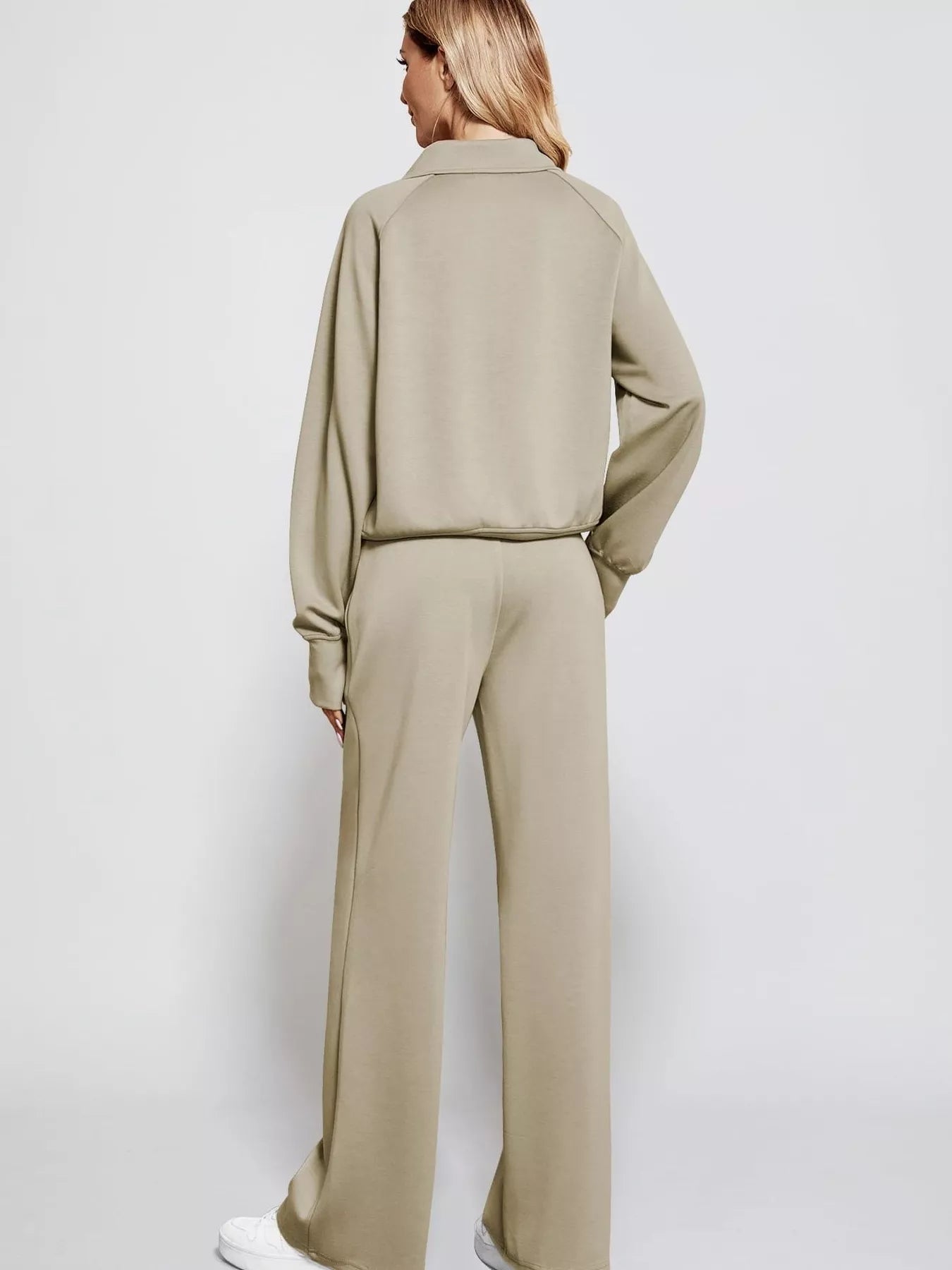 Full Size Half-Zip Sweatshirt and Wide-Leg Pants Set Plus Size | Outfit Sets Daverri Fashions