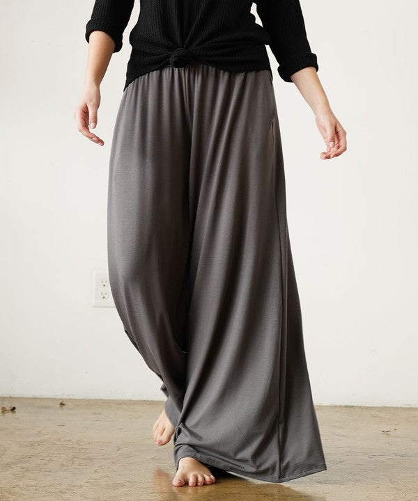 Smocked Waist Organic Bamboo Palazzo Pants Pants