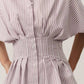 Striped Short Sleeve Button-Up Shirt - DAVERRI FASHIONS