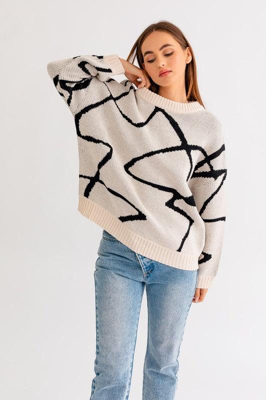 Abstract Pattern Sweater CREAM-BLACK ABSTRACT Sweaters