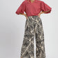 Umgee Palm Leaf Print Wide Leg Culotte Pants Pants