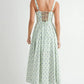 MABLE Floral Print Bustier Back Lace Up Midi Dress