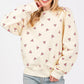 SAGE + FIG Heart Printed Contrast Long Sleeve Sweatshirt - DAVERRI FASHIONS