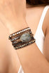Natural Agate Stone Beaded Wrap Bracelet Grey one size Bracelets