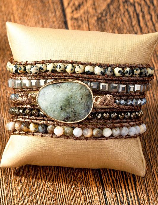 Natural Agate Stone Beaded Wrap Bracelet Bracelets