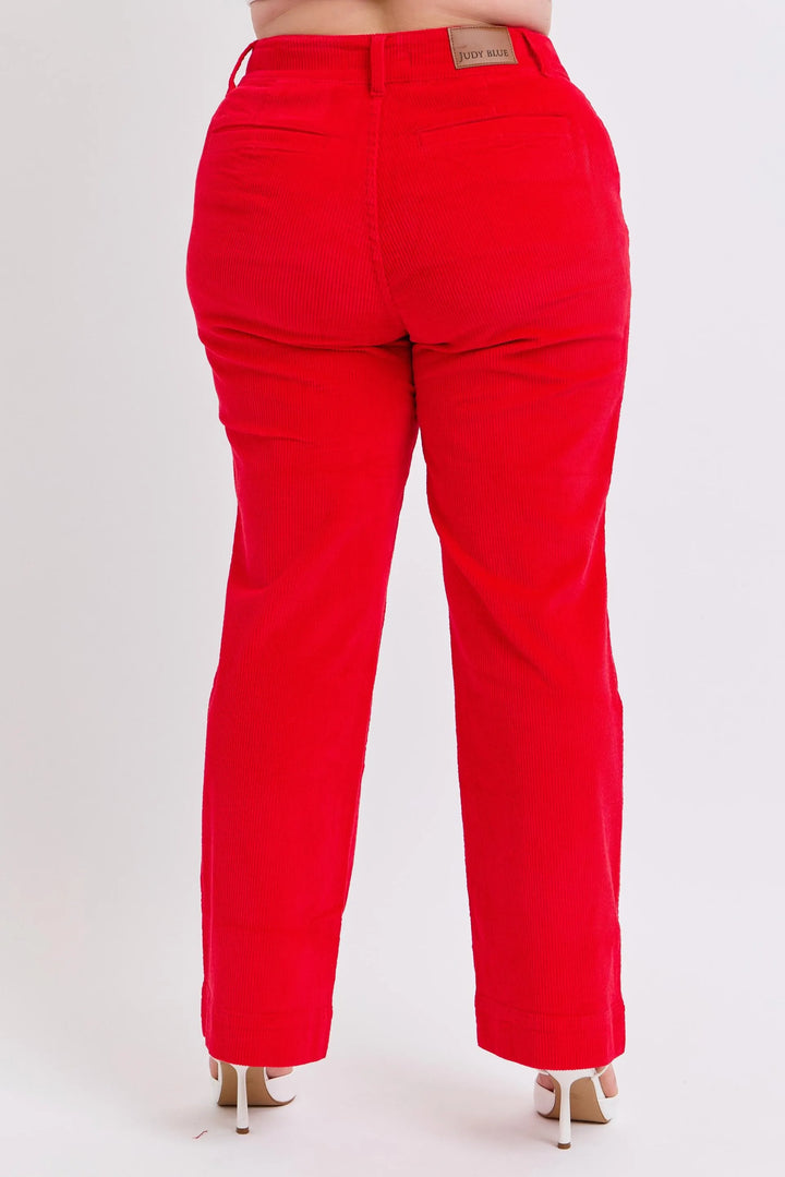 Judy Blue Plus Size High Waist Corduroy Trouser Wide Plus Pants
