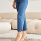 RFM Crop Chloe Tummy Control High Waist Raw Hem Jeans - DAVERRI FASHIONS
