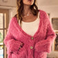 SO ME Soft Touch Hairy Loose Fit Cozy Sweater Cardigan - DAVERRI FASHIONS