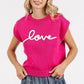 Mittoshop Contrast Letter Round Neck Cap Sleeve Knit Top