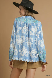 Umgee Printed Long Sleeve Blouse | Blouses Daverri Fashions