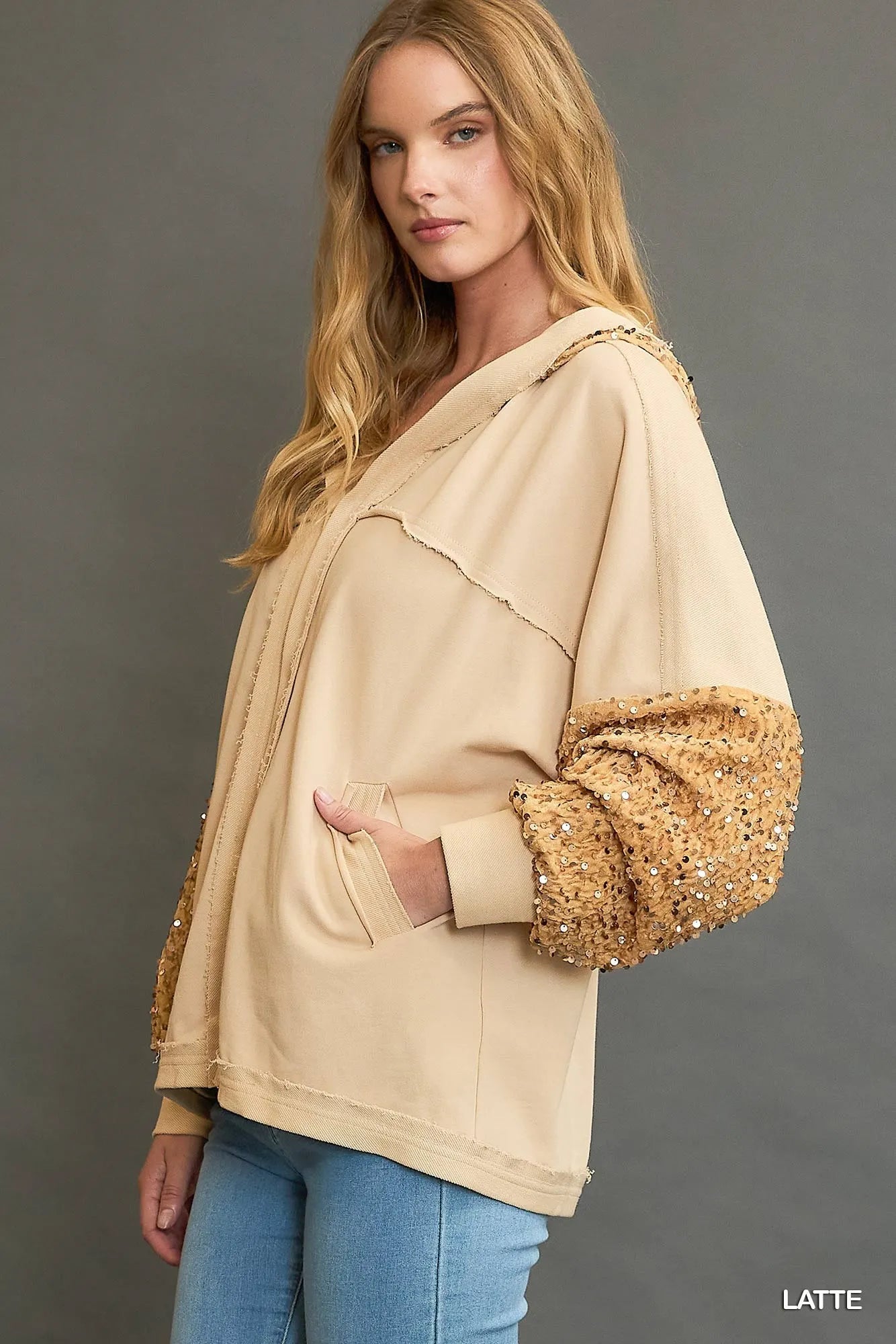 Umgee Sequined French Terry Jacket Jackets