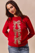 SO ME Sequins Bow Ribbon Embellished Christmas Sweater - DAVERRI FASHIONS