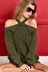 BiBi Mineral Washed Cold Shoulder Sweater - DAVERRI FASHIONS