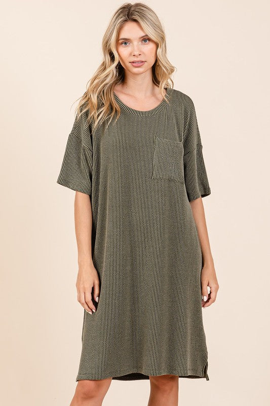 Mittoshop Urban Rib Knit Short Sleeve Tee Dress