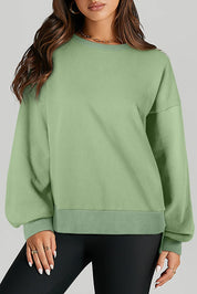 Gum Leaf Round Neck Long Sleeve Sweatshirt | Sweatshirts Daverri Fashions