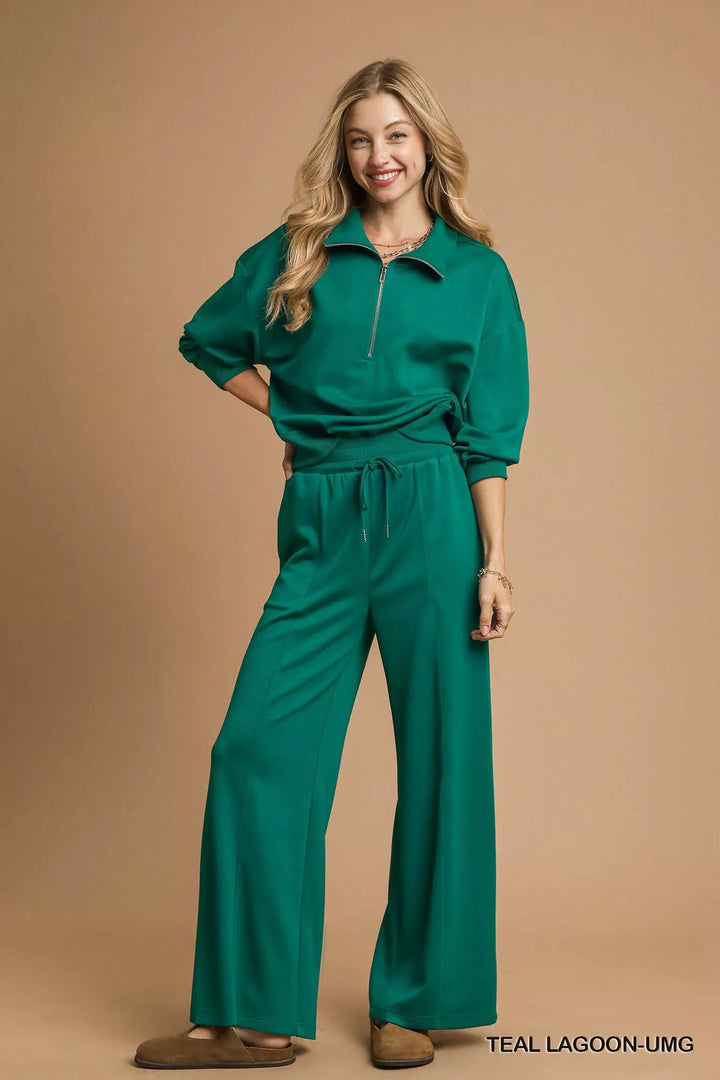 Umgee Half Zip Drop Shoulder Sweatshirt | Sweatshirts Daverri Fashions