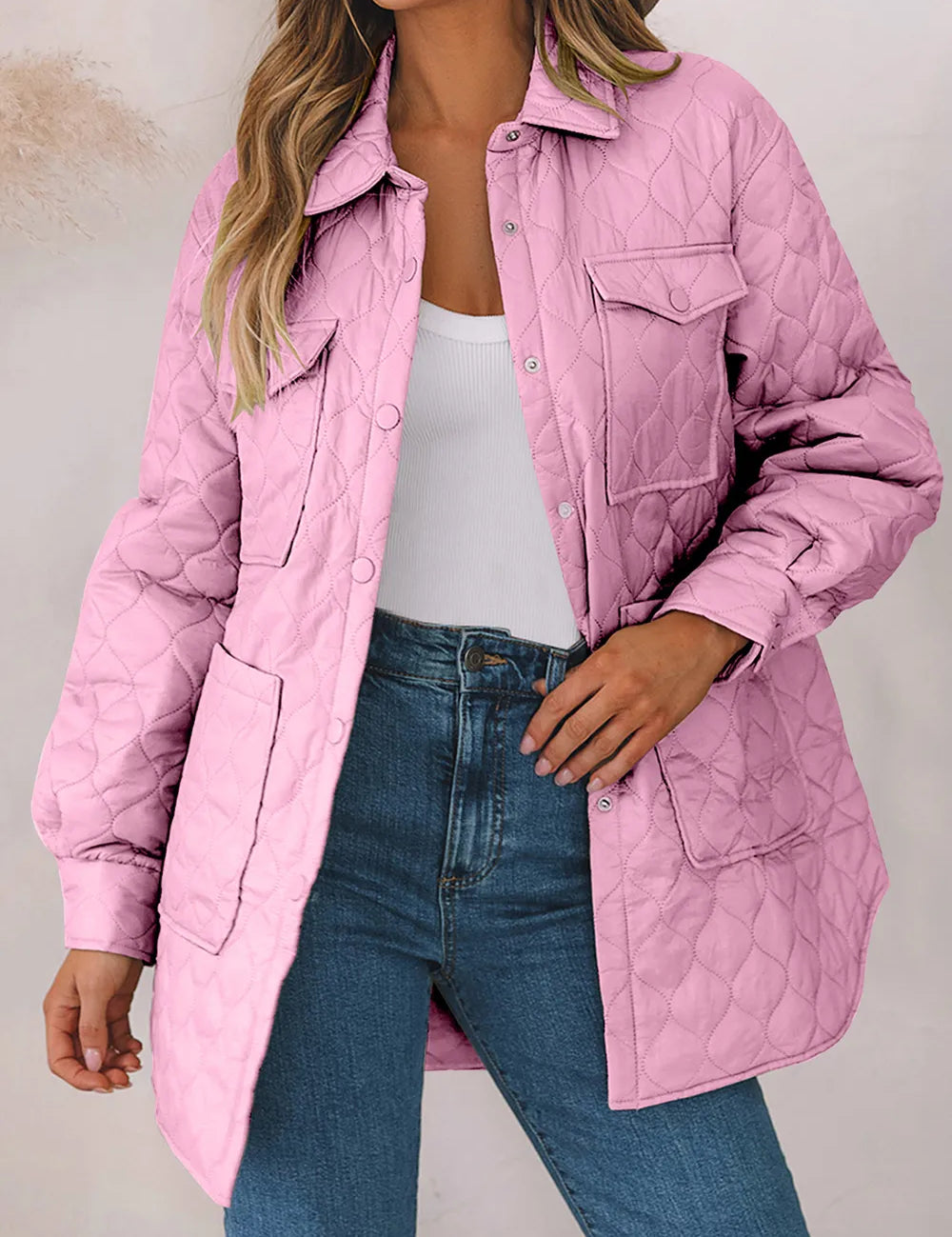 Pink Snap Down Collared Winter Coat | Coats Daverri Fashions